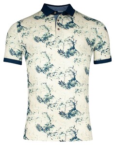 Baileys Pique Allover Three Colored Leaves Pattern Polo Misty Green