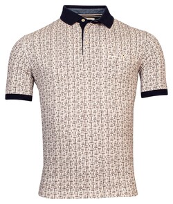 Baileys Piqué Rotated 4 Stripes Pattern Polo Donker Beige