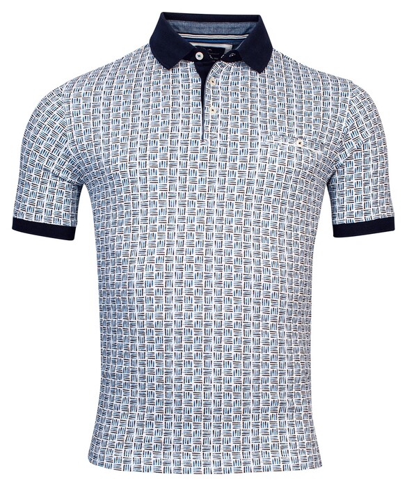Baileys Pique Rotated 4 Stripes Pattern Poloshirt Mid Blue