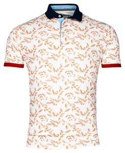 Baileys Piqué Two-Tone Leaves Pattern Poloshirt Red Earth
