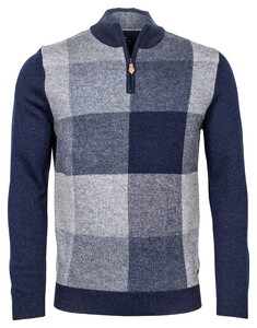 Baileys Pullover Check Zip Jacquard Jersey Trui Anthracite