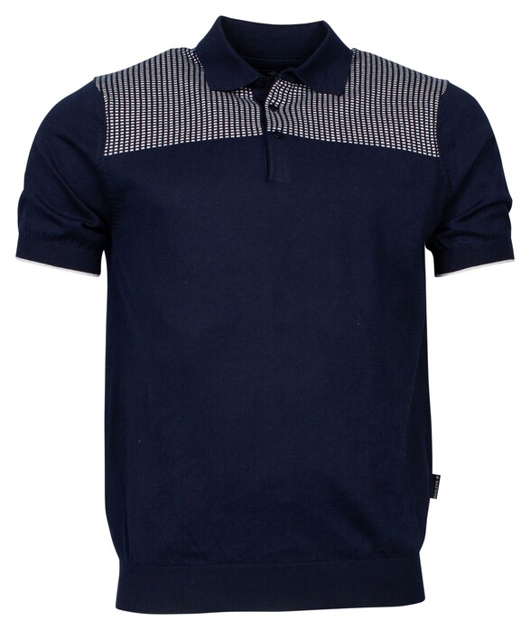Baileys Pullover Pima Cotton Shirt Style Jacquard Jersey Knit Dark Evening Blue