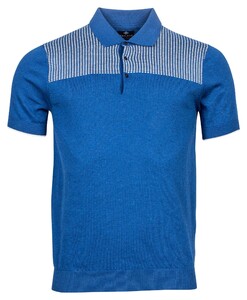 Baileys Pullover Pima Cotton Shirt Style Jacquard Jersey Knit Trui Cobalt Melee