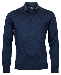 Baileys Pullover Polo Collar Merino Single Knit Trui Donker Blauw