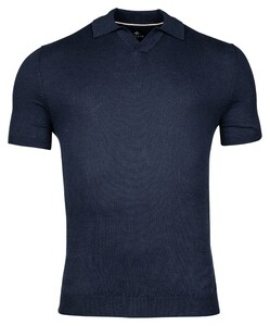 Baileys Pullover Polo Slub Single Knit Poloshirt Dark Blue