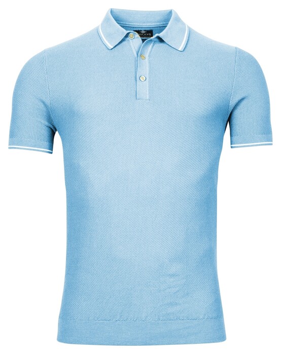 Baileys Pullover Polo Structure Knit Poloshirt Powder Blue