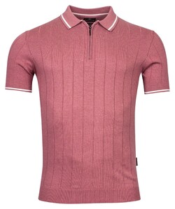 Baileys Pullover Polo Zip Allover Structure Knit Polo Hell Rose