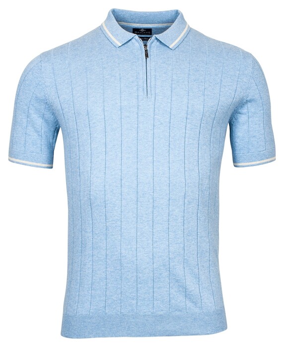 Baileys Pullover Polo Zip Allover Structure Knit Powder Blue