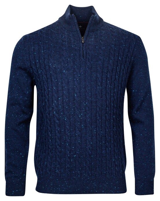 Baileys Pullover Shirt Style Front Structure Knit Dark Evening Blue