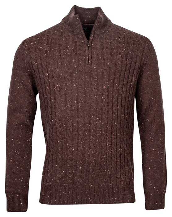 Baileys Pullover Shirt Style Front Structure Knit Trui Donker Bruin
