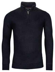 Baileys Pullover Shirt Style High Zip Allover Structure Knit Navy