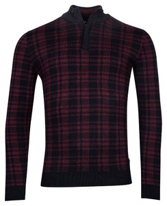 Baileys Pullover Shirt Style Zip Allover 2-Color Jacquard Knit Check Burgundy