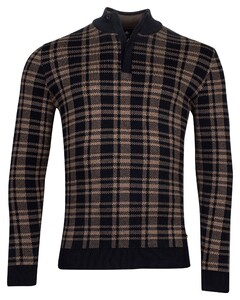 Baileys Pullover Shirt Style Zip Allover 2-Color Jacquard Knit Check New Khaki