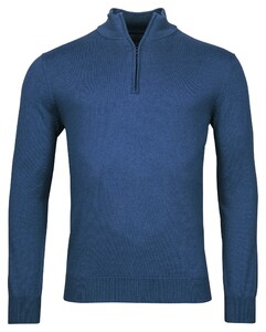 Baileys Pullover Shirt Style Zip Single Knit Cotton Cashmere Night Blue