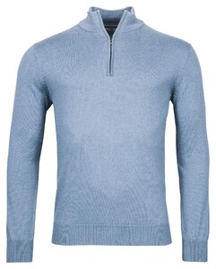 Baileys Pullover Shirt Style Zip Single Knit Cotton Cashmere Trui Licht Blauw