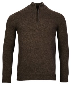 Baileys Pullover Shirt Style Zip Single Knit Lambswool Dark Brown Melange
