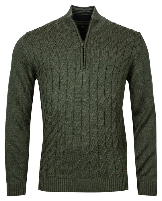 Baileys Pullover Zip Frontbody Cable Structure Pattern Green