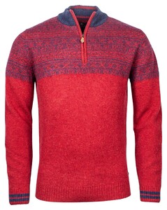 Baileys Pullover Zip Jacquard Pattern Trui Stone Red