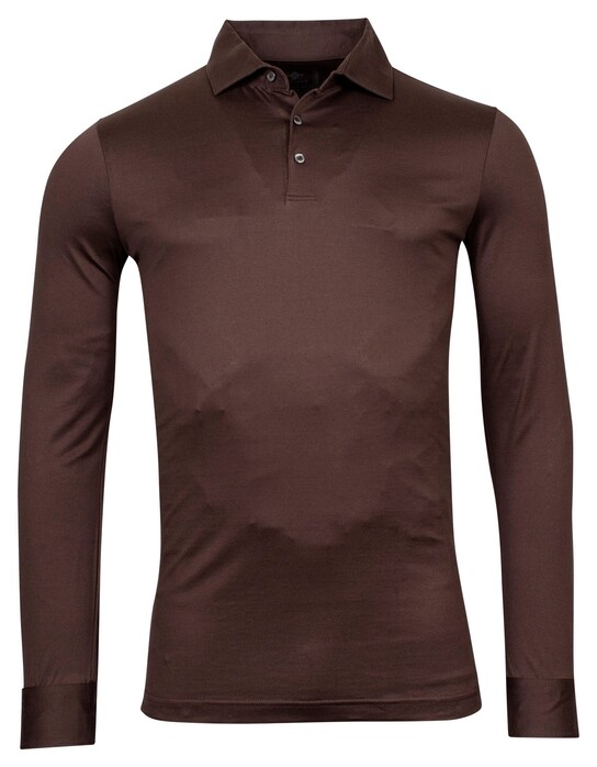 Baileys Rich Egyptian Cotton Uni Long Sleeve Poloshirt Brown