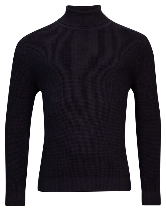 Baileys Roll Neck Pullover Structure Knit Trui Navy