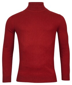 Baileys Rollneck Cotton Cashmere Single Knit Pullover Red