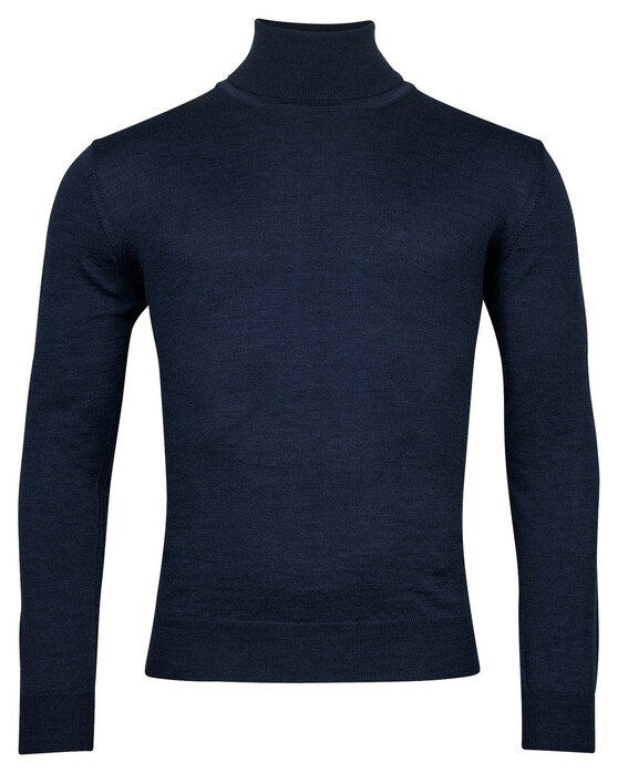 Baileys Rollneck Merino Single Knit Trui Dark Blue