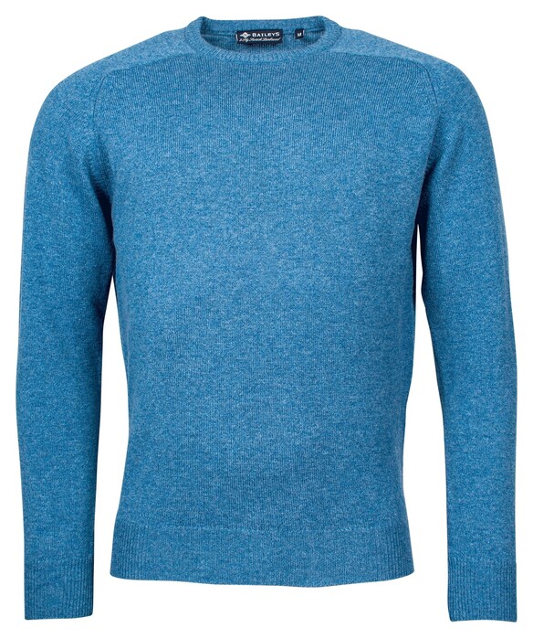 Baileys Scottish Lambswool Crew Neck Pullover Single Knit Denim Blue