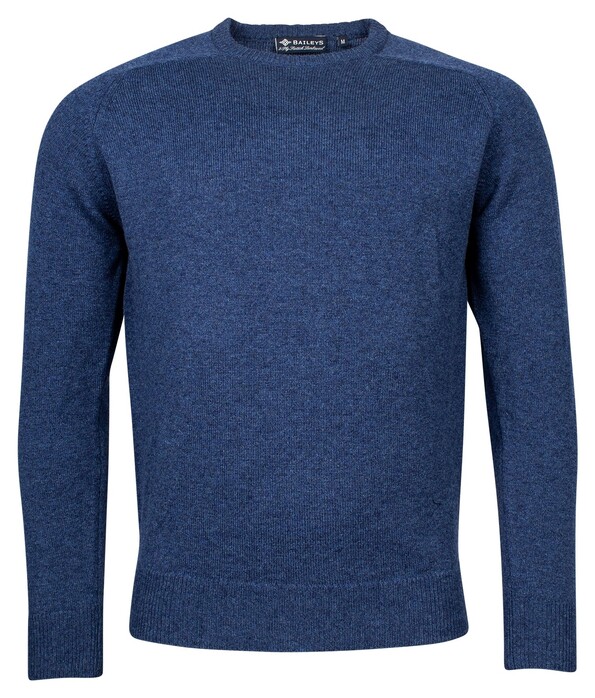 Baileys Scottish Lambswool Round Neck Pullover Single Knit Trui Deep Denim Blue