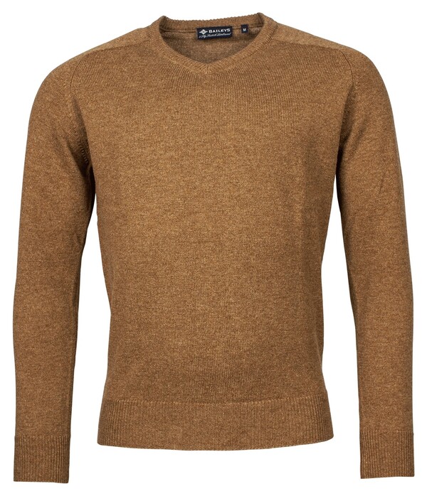 Baileys Scottish Lambswool V-Neck Pullover Single Knit Choco Brown