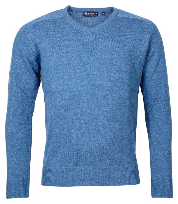 Baileys Scottish Lambswool V-Neck Pullover Single Knit Denim Blue