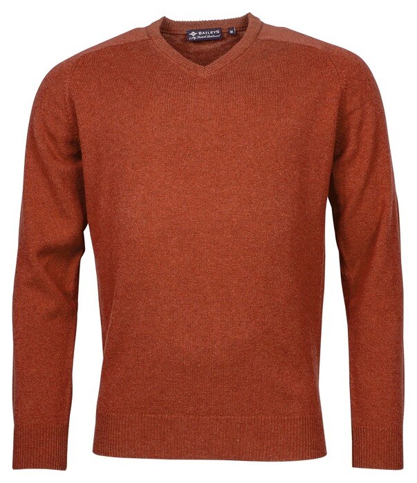 Baileys Scottish Lambswool V-Neck Pullover Single Knit Stone Red