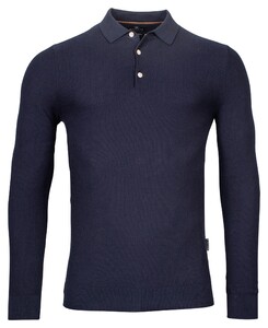 Baileys Shirt Style Buttons Allover Structure Knit Melange Effect Pullover Dark Navy