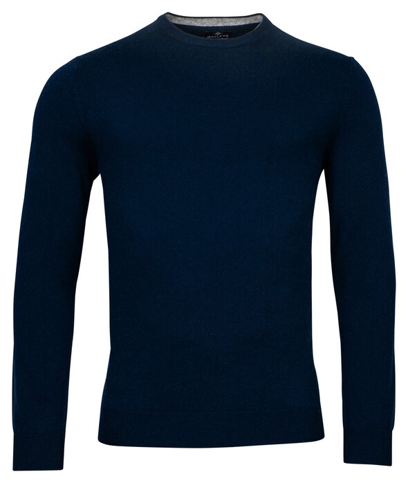 Baileys Single Knit Merino Cashmere Crew Neck Pullover Navy