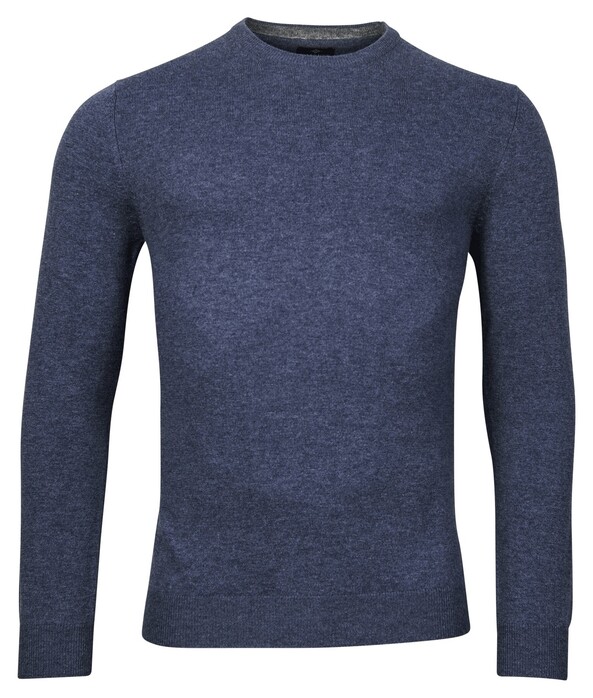 Baileys Single Knit Merino Cashmere Ronde Hals Trui Jeans Blauw