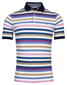 Baileys Solid Pique Allover Multi Color Yarn Dyed Stripe Poloshirt Grape