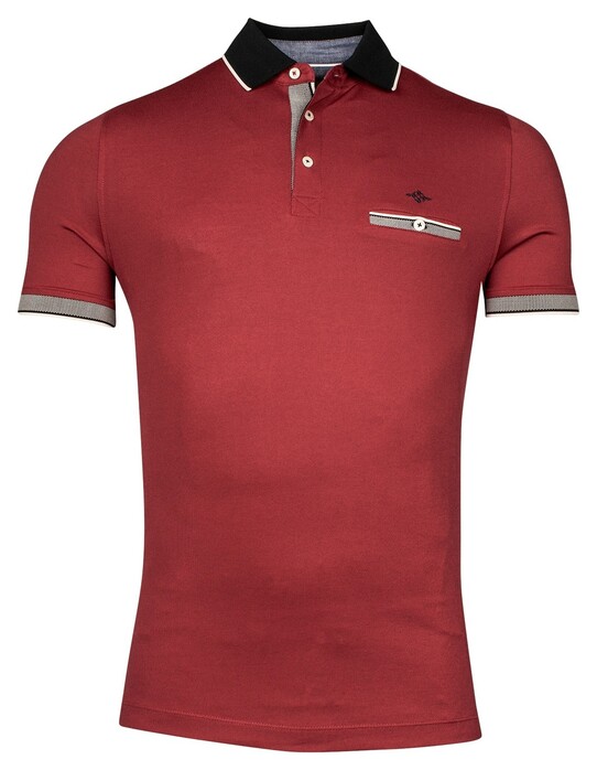 Baileys Solid Uni Piqué Subtle Contrast Poloshirt Dark Cerise