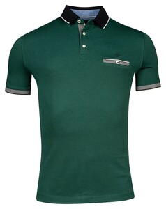 Baileys Solid Uni Piqué Subtle Contrast Poloshirt Dark Green