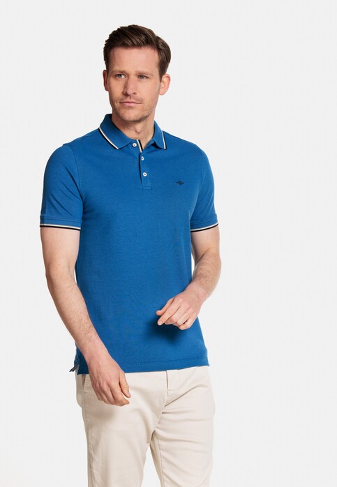 Baileys Subtle 2-Tone Oxford Pique Poloshirt Mid Blue