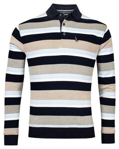 Baileys Sweat Buttons Jacquard Pique Yarn Dyed Stripes Pullover Khaki