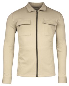 Baileys Sweat Cardigan Overshirt Full Zip Piqué Interlock Vest Beige