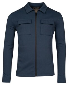 Baileys Sweat Cardigan Overshirt Full Zip Piqué Interlock Vest Dark Blue