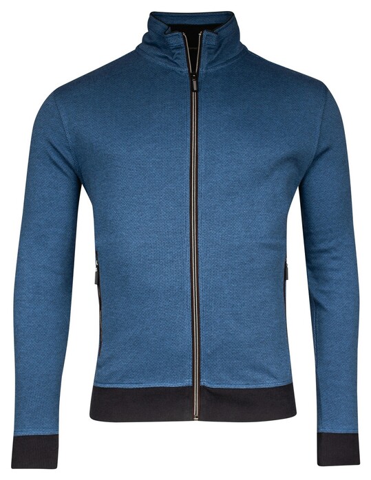 Baileys Sweat Cardigan Zip 2-Tone Jacquard Doubleface Interlock Bright Blue