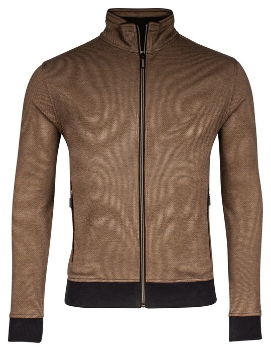 Baileys Sweat Cardigan Zip 2-Tone Jacquard Doubleface Interlock Dark Sand