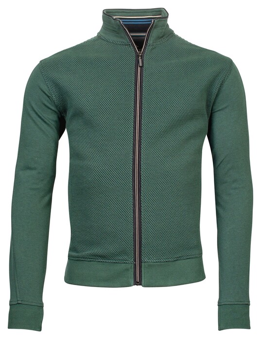 Baileys Sweat Cardigan Zip 2Tone Structure Jacquard Interlock Green