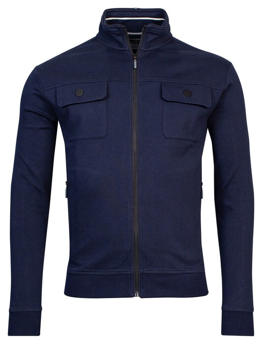 Baileys Sweat Cardigan Zip Double Breast Pocket Navy