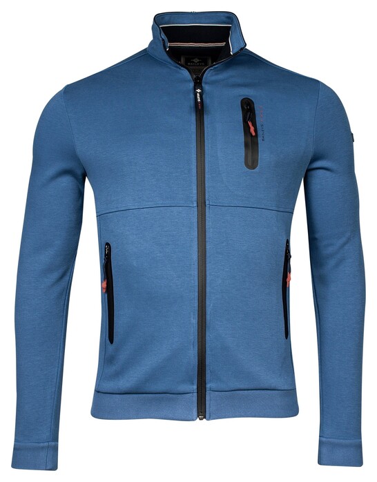 Baileys Sweat Cardigan Zip Doubleface Interlock Vest Delft Blue