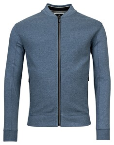 Baileys Sweat Cardigan Zip Front Back Body Structure Knit Denim Blue Melange