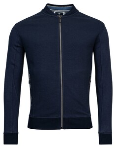 Baileys Sweat Cardigan Zip Front Back Body Structure Knit Navy