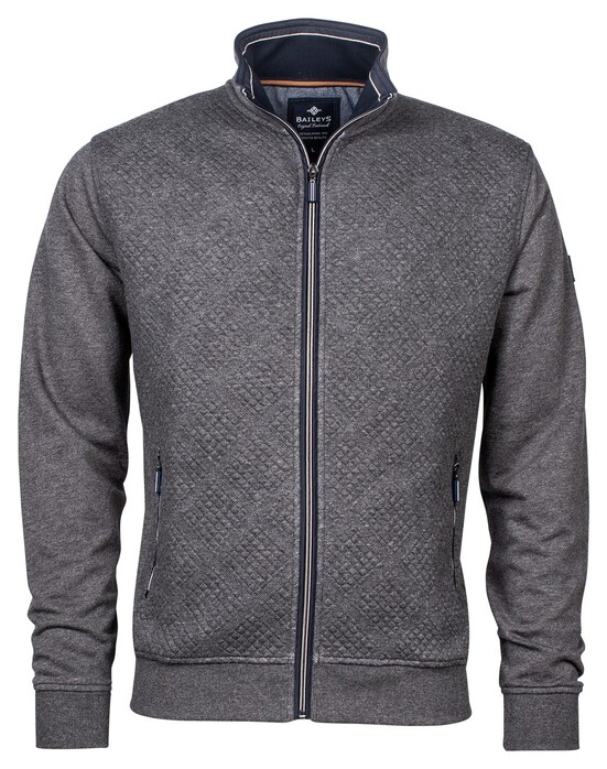 Baileys Sweat Cardigan Zip Front Diamond Structure Anthracite