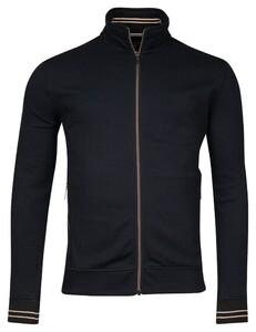 Baileys Sweat Cardigan Zip Subtle Uni Color Honeycomb Texture Vest Navy
